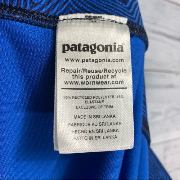 Patagonia Centered Crop Leggings Women's size Large Bayou Blue terraced Fields - Picture 6 of 6